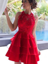 2017 Homecoming Dress Red Lace Flouncing Short Prom Dress Party Dress JK109