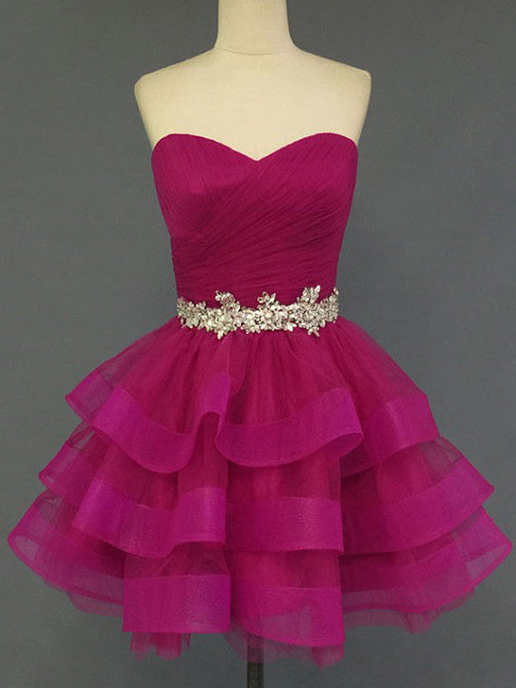2017 Homecoming Dress Fuchsia Sweetheart Short Prom Dress Party Dress JK118