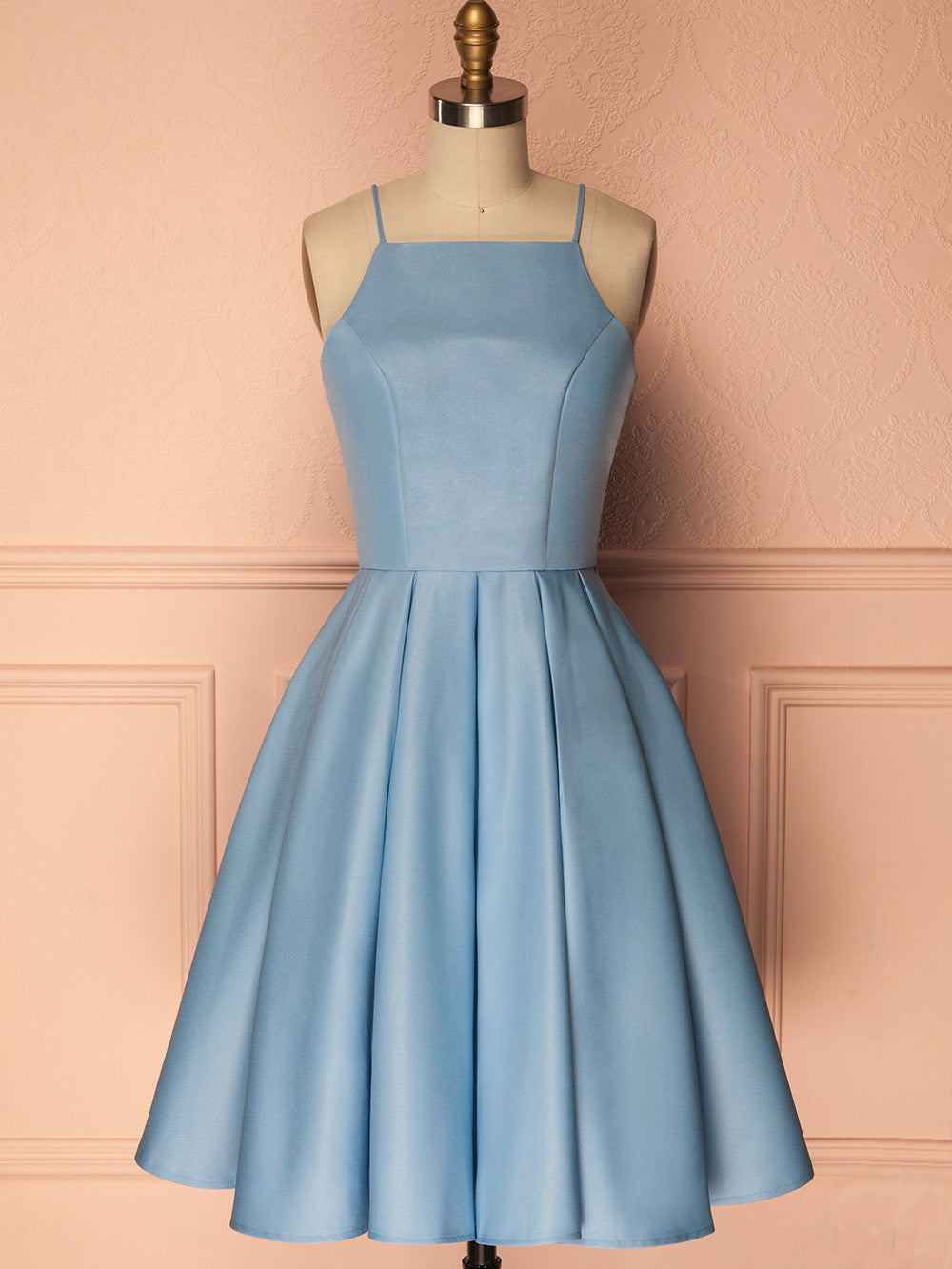 2017 Homecoming Dress Blue Halter Sleeveless Short Prom Dress Party Dress JK120