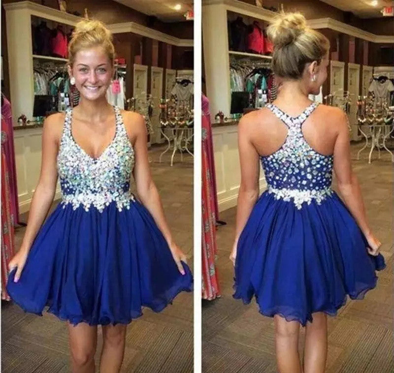 Deep V Red Satin Short Prom Dress Sexy Cocktail Dress Homecoming Dress Y9593
