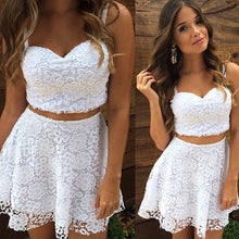 2017 Homecoming Dress Two Pieces White Short Prom Dress Party Dress JK134