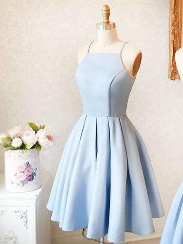 2017 Homecoming Dress Sexy Satin Light Sky Blue Short Prom Dress Party Dress JK135