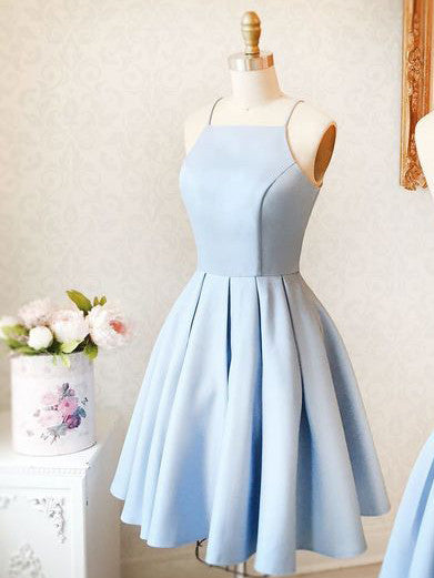 Homecoming Dress Sexy Satin Light Sky Blue Short Prom Dress Party Dres –  Anna PromDress
