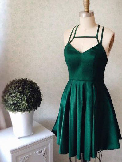2017 Homecoming Dress Sexy Halter Dark Green Short Prom Dress Party Dress JK177