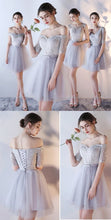 2017 Homecoming Dress Silver Short Sleeve Lace Short Prom Dress Party Dress JK194