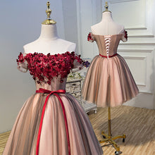 2017 Homecoming Dress Burgundy Hand-Made Flower Short Prom Dress Party Dress JK196