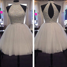 2017 Homecoming Dress Sexy White Halter Tulle Short Prom Dress Party Dress JK202