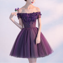 2017 Homecoming Dress Purple Off-the-shoulder Short Prom Dress Party Dress JK208