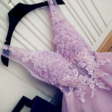 2017 Homecoming Dress V-neck Appliques Lilac Short Prom Dress Party Dress JK211