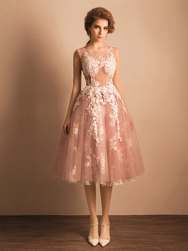 2017 Homecoming Dress Sexy Pink Appliques Short Prom Dress Party Dress JK229