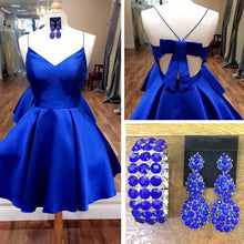 2017 Homecoming Dress Spaghetti Straps Royal Blue Short Prom Dress Party Dress JK239