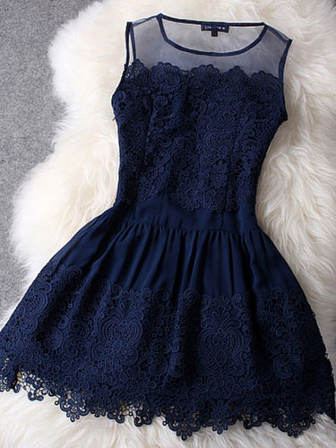 2017 Homecoming Dress Sexy Dark Navy Lace Short Prom Dress Party Dress JK245