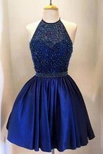 2017 Homecoming Dress Sexy Halter Royal Blue Short Prom Dress Party Dress JK256