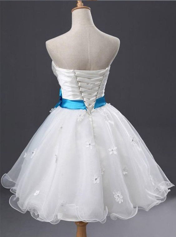 Cute Homecoming Dress White Tulle Short Party Cocktail Dress main image 1