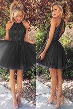 2017 Homecoming Dress Sexy Tulle Halter Beading Short Prom Dress Party Dress JK269