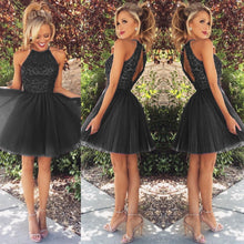 2017 Homecoming Dress Sexy Tulle Halter Beading Short Prom Dress Party Dress JK269