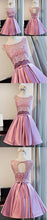 2017 Homecoming Dress Sexy Lace Satin Bowknot Short Prom Dress Party Dress JK271