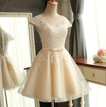 Cute Homecoming Dress Scoop Appliques Tulle Short Prom Dress Party Dress JK277