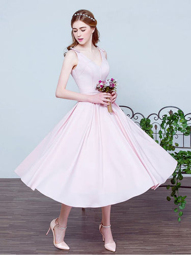 Homecoming Dress Bowknot Lace-up Tea-length Short Prom Dress Party Dress JK280