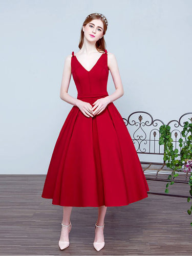 Red Homecoming Dress Tea-length Sexy Bowknot Short Prom Dress Party Dress JK281