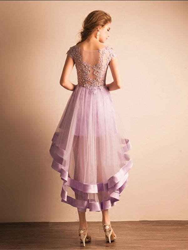 light purple high low dress Cute Light Purple Tulle High Low Formal Dress , Prom Dresses , Homecom