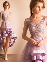 Cute Homecoming Dress Lilac Tulle Asymmetrical Short Prom Dress Party Dress JK302