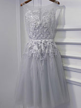 Chic Homecoming Dress Silver Beading Appliques Short Prom Dress Party Dress JK305