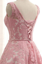 Lace Homecoming Dress Bateau Lace-up Bowknot Short Prom Dress Party Dress JK309