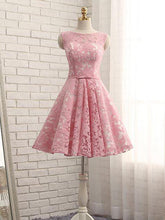 Lace Homecoming Dress Bateau Lace-up Bowknot Short Prom Dress Party Dress JK309