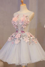 Chic Homecoming Dress Hand-Made Flower Organza Short Prom Dress Party Dress JK310