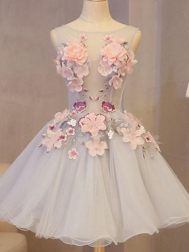 Chic Homecoming Dress Hand-Made Flower Organza Short Prom Dress Party Dress JK310