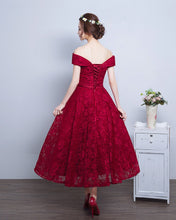 Burgundy Homecoming Dress Lace-up Tea-length Short Prom Dress Party Dress JK315