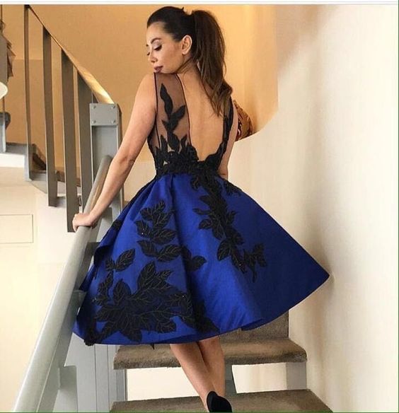 blue and black party dress Strappy Colorblock Dress Blue Black White