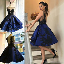 Sexy Homecoming Dress Royal Blue Black Appliques Short Prom Dress Party Dress JK317