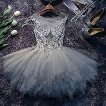 Beautiful Homecoming Dress Sexy Scoop Silver Tulle Short Prom Dress Party Dress JK318