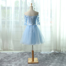 Sexy Homecoming Dress Light Sky Blue Appliques Tulle Short Prom Dress Party Dress JK323