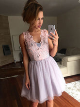 Cute and Sexy Homecoming Dress Appliques Lilac Short Prom Dress Party Dress JK329