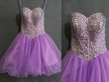 Chic Homecoming Dress Sweetheart Rhinestone Lilac Short Prom Dress Party Dress JK330