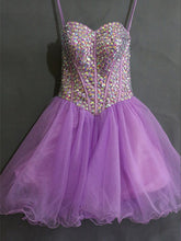 Chic Homecoming Dress Sweetheart Rhinestone Lilac Short Prom Dress Party Dress JK330