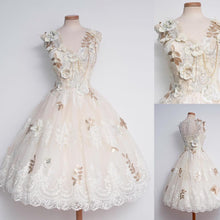 Beautiful Homecoming Dress Ivory Hand-Made Flower Tulle Short Prom Dress Party Dress JK337