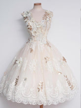 Beautiful Homecoming Dress Ivory Hand-Made Flower Tulle Short Prom Dress Party Dress JK337