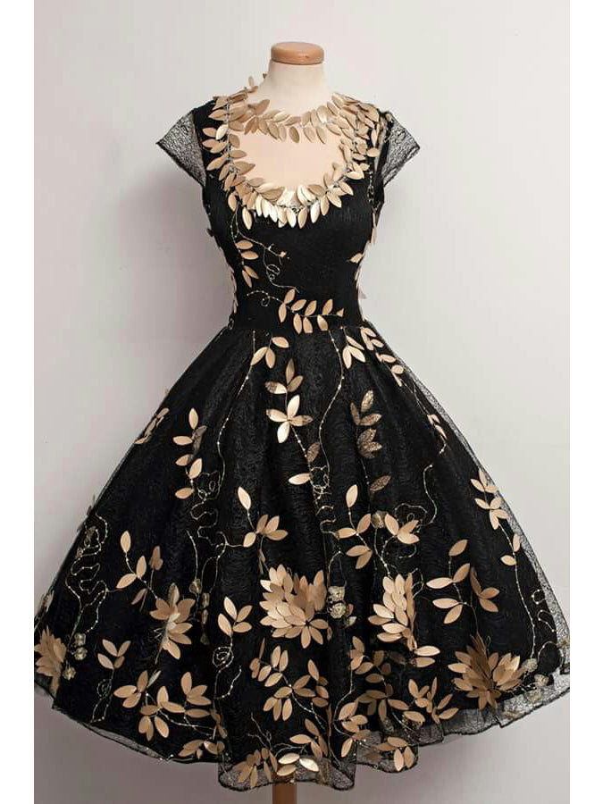 Little Black Dress Vintage Homecoming Dress Short Prom Dress Party Dress JK338
