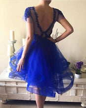 Royal Blue Homecoming Dress Asymmetrical Scoop Short Prom Dress Party Dress JK339
