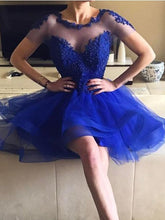 Royal Blue Homecoming Dress Asymmetrical Scoop Short Prom Dress Party Dress JK339