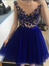 Chic Homecoming Dress Sexy Royal Blue Appliques Short Prom Dress Party Dress JK346