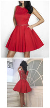 Chic Red Homecoming Dress Royal Blue Satin Short Prom Dress Party Dress JK362|Annapromdress