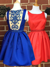 Chic Red Homecoming Dress Royal Blue Satin Short Prom Dress Party Dress JK362