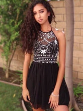 Little Black Dresses Sexy Halter Homecoming Dress Short Prom Dress Party Dress JK363