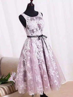 Cute Homecoming Dress Scoop Knee-length Appliques Short Prom Dress Party Dress JK364
