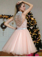 Chic Sexy Homecoming Dress Pearl Pink Appliques Short Prom Dress Party Dress JK368